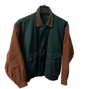 Vintage J. Riggings Green/Brown Barn Jacket w/Brown Corduroy Collar Men’s - Sz M